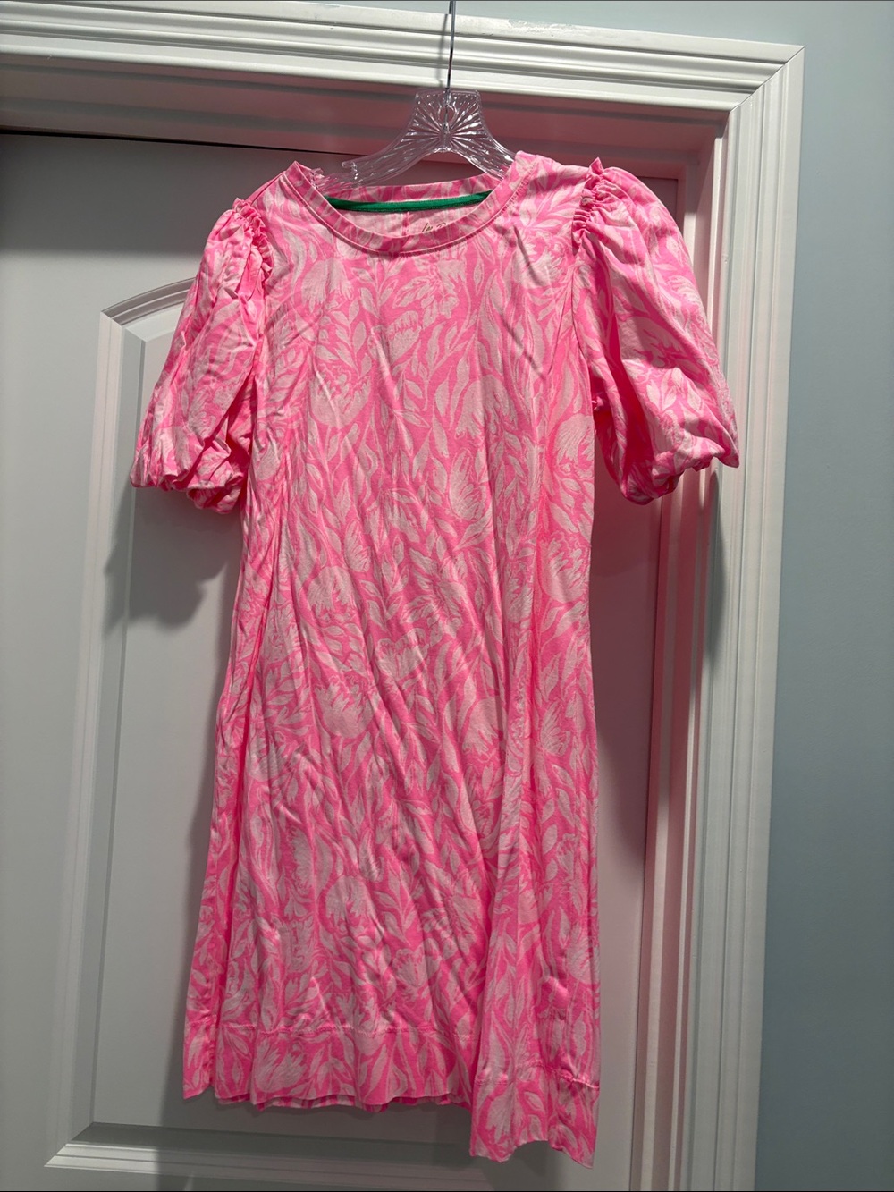 Lilly Pulitzer Pink Floral Print Puff Sleeve Dress
